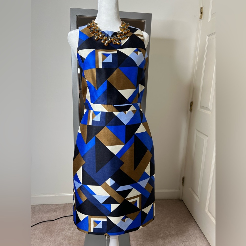 J. Crew Silk & Wool Geometric Print Dress